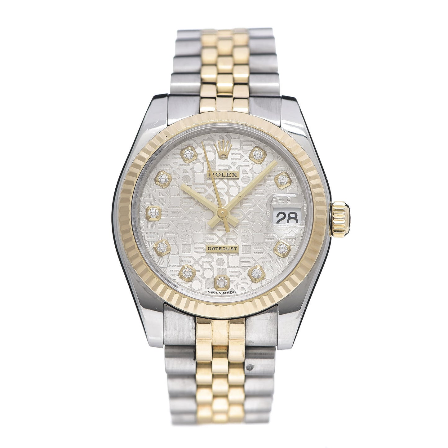 Stainless Steel 18K Yellow Gold Diamond 31mm Oyster Perpetual Datejust Watch Silver Jubilee 178243