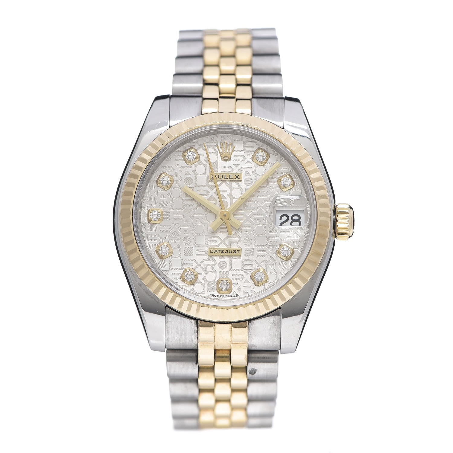 Rolex Stainless Steel 18K Yellow Gold Diamond 31mm Oyster Perpetual Datejust Watch Silver Jubilee 178243 1 of 6