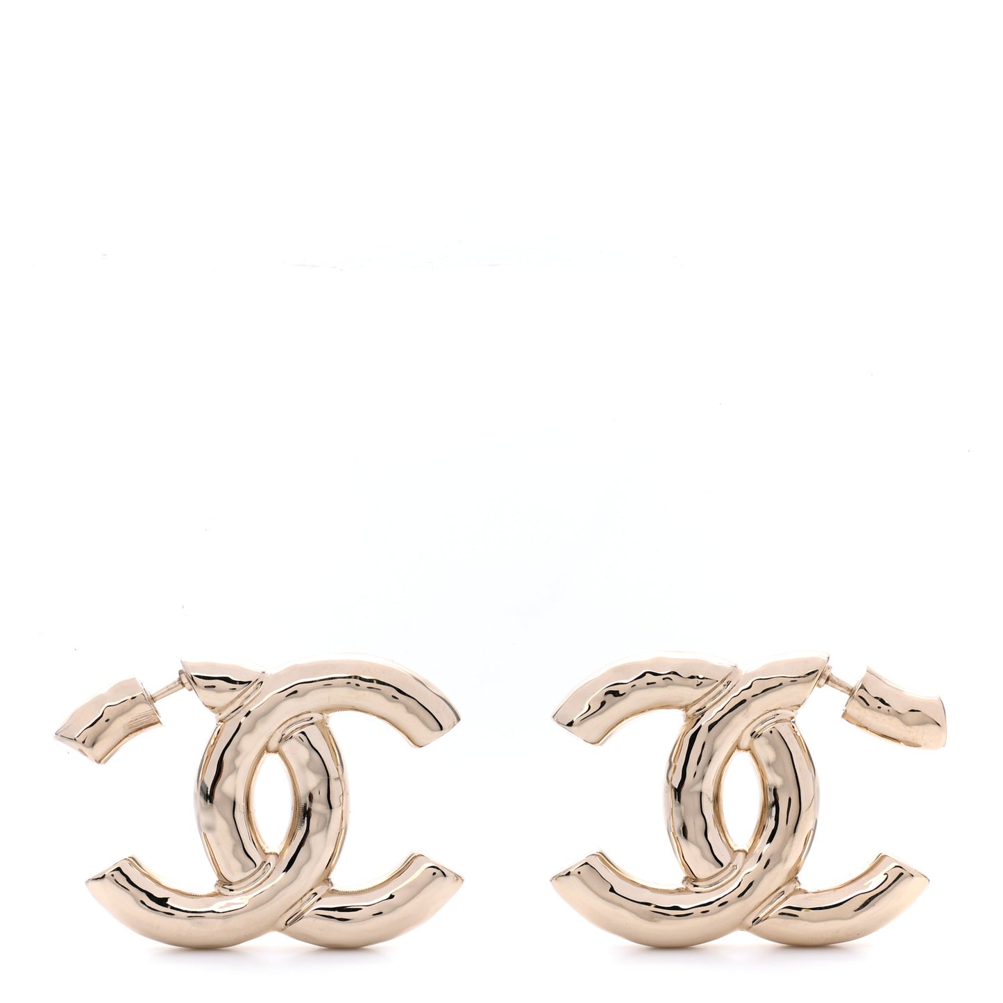 Metal Large CC Earrings Light Gold