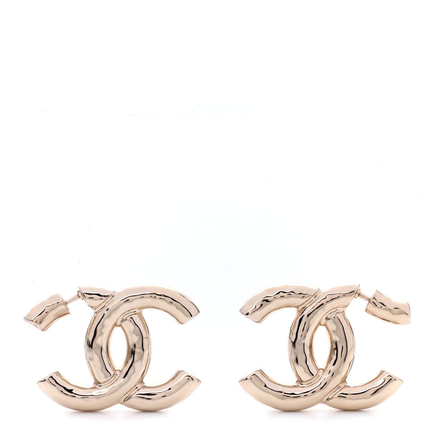 Chanel Metal Large CC Earrings Light Gold 1 of 4