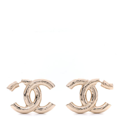 Chanel Metal Large CC Earrings Light Gold 1 of 4