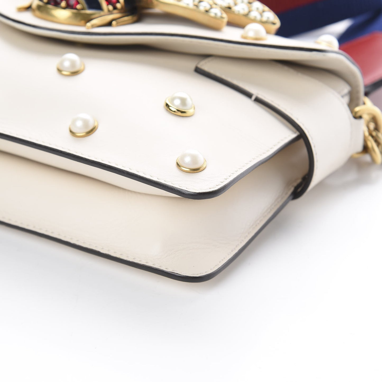 Nappa Pearl Studded Mini Queen Margaret Broadway Shoulder Bag Mystic White