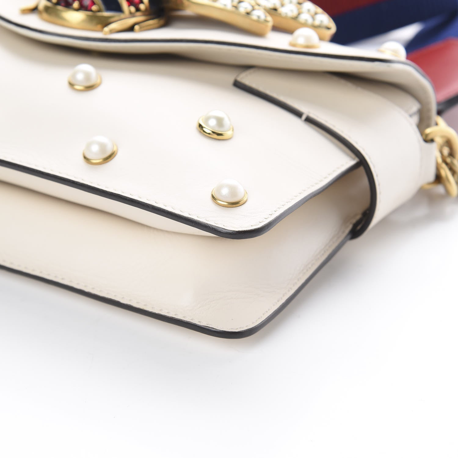 Gucci Nappa Pearl Studded Mini Queen Margaret Broadway Shoulder Bag Mystic White 6 of 7