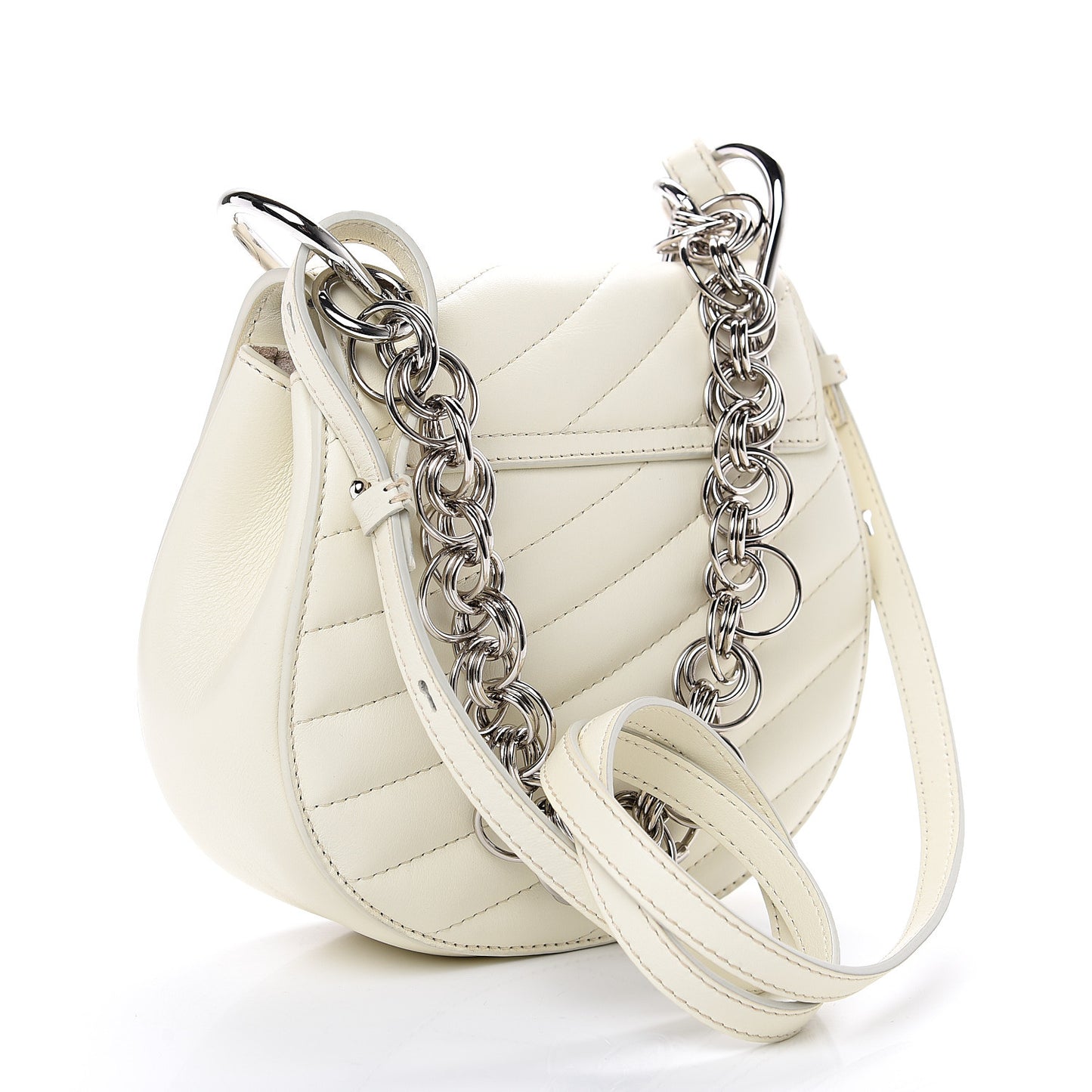 Calfskin Quilted Mini Drew Bijou Shoulder Bag Natural White