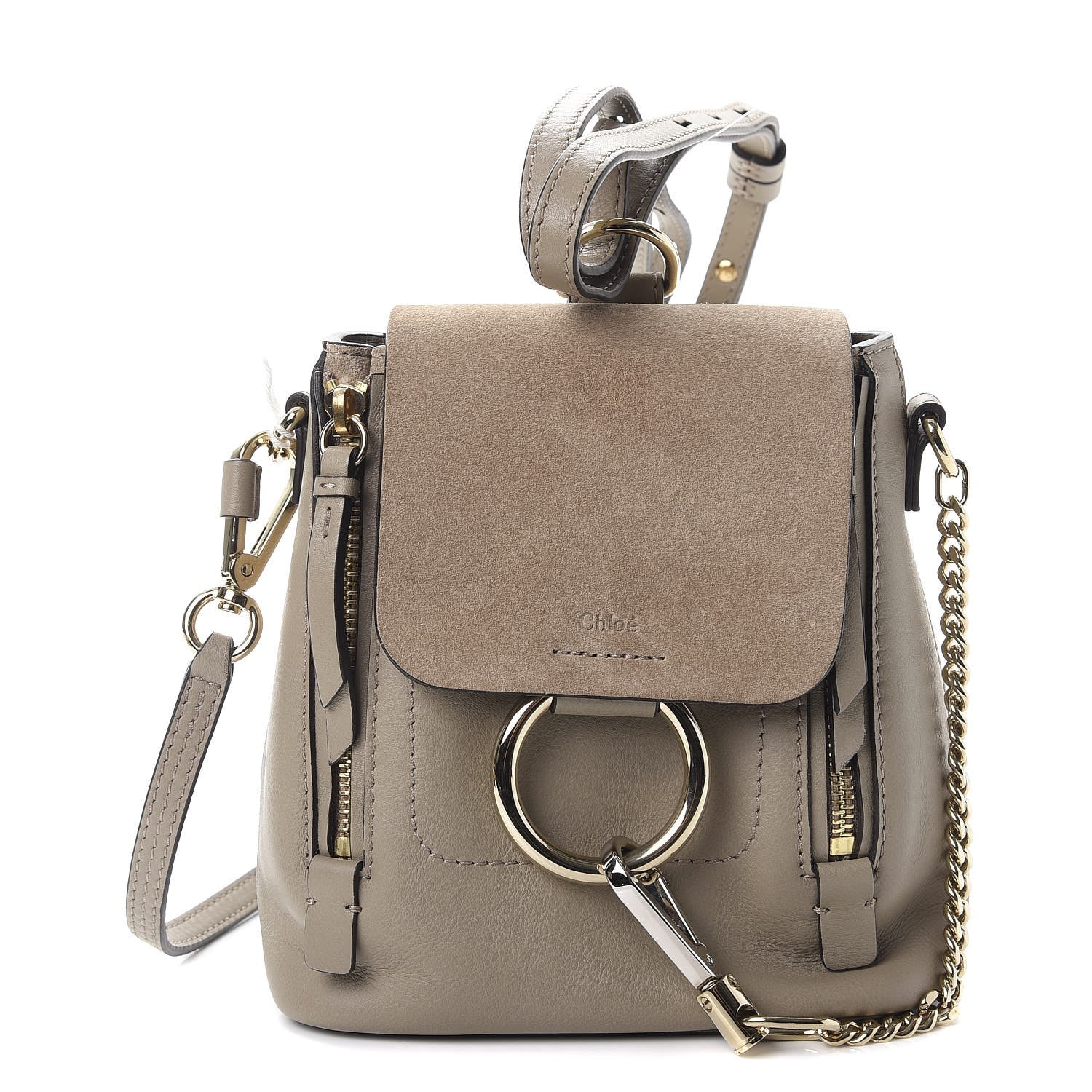 Chloe Suede Calfskin Mini Faye Backpack Motty Grey 1 of 7