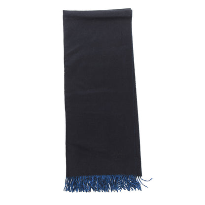 Hermes Cashmere Fringe Double Face Stole Black Bleu Saphir 3 of 7