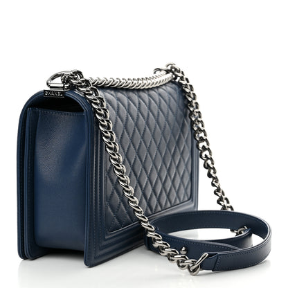 Chanel Caviar Quilted New Medium Boy Flap Blue 3 of 11