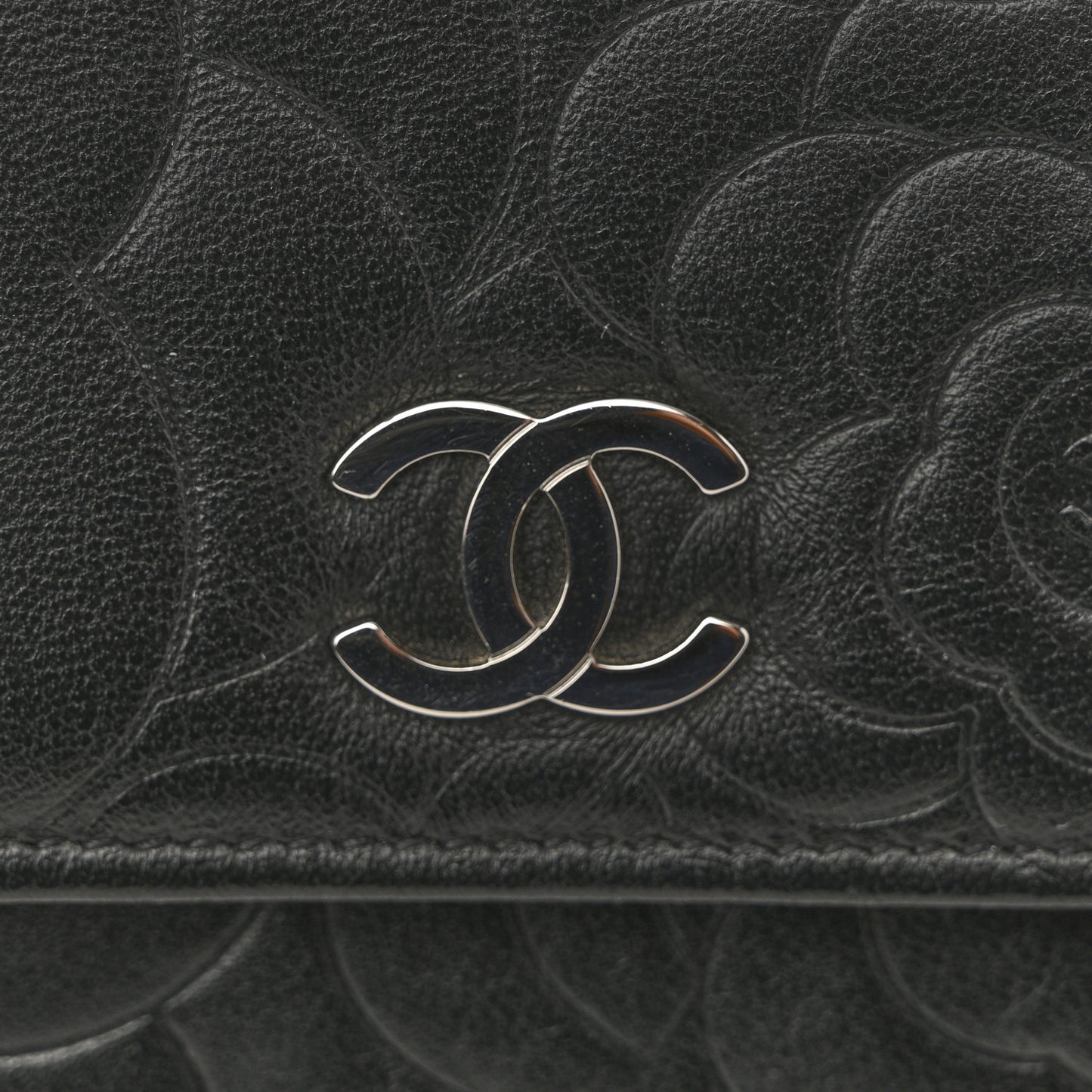 Lambskin Camellia Embossed Wallet on Chain WOC