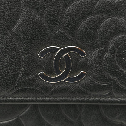 Chanel Lambskin Camellia Embossed Wallet on Chain WOC 12 of 15