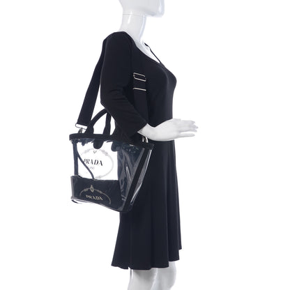 Prada Plexiglass Canapa Small Shopper Tote Black 2 of 9