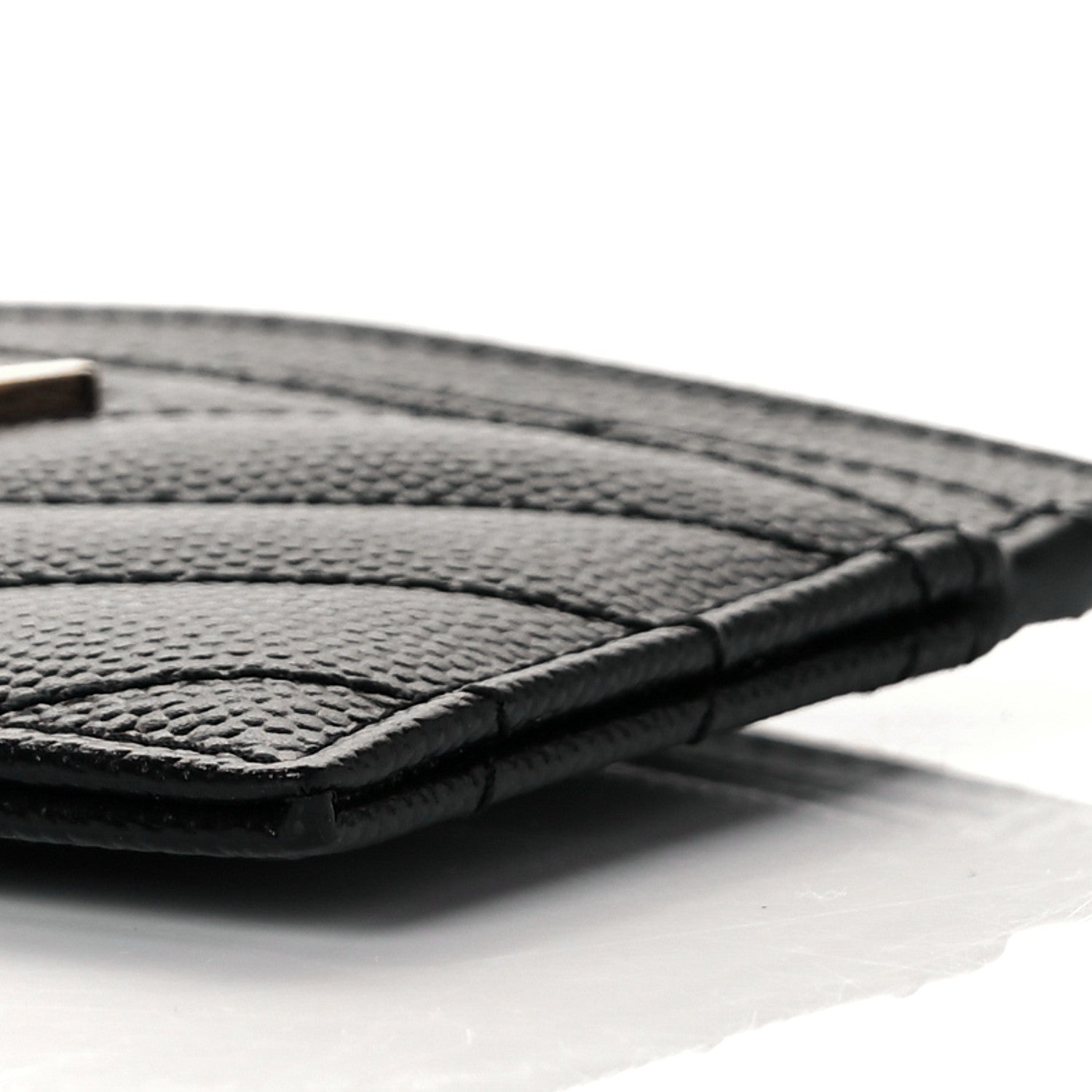 Saint Laurent Grain De Poudre Matelasse Chevron Monogram Credit Card Case Black 9 of 9