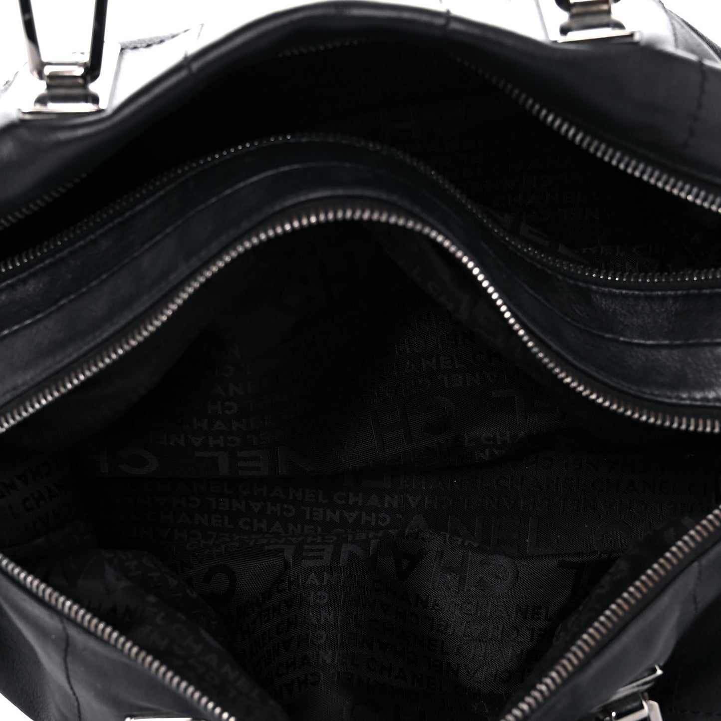 Lambskin Square Stitched Large Tote Black