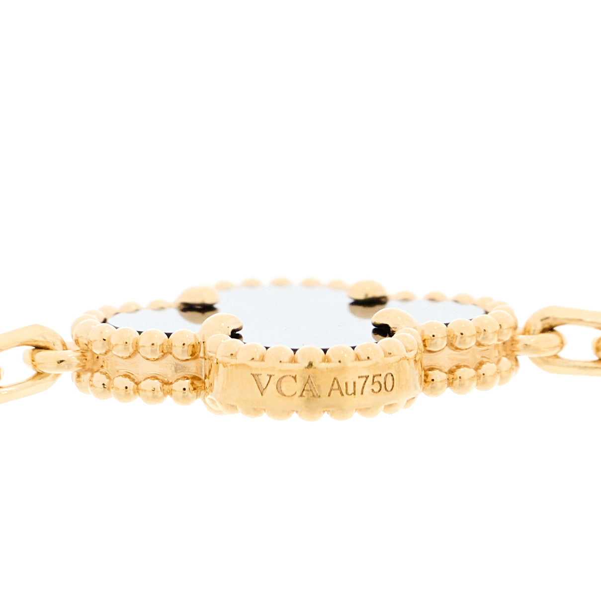 18K Yellow Gold Black Onyx 5 Motifs Vintage Alhambra Bracelet