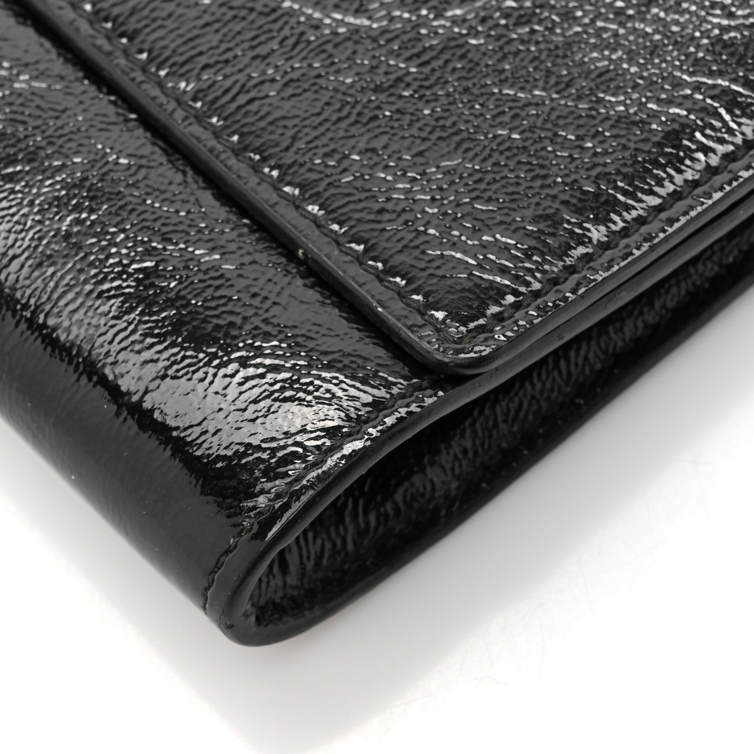 Saint Laurent Textured Patent Monogram Large Belle De Jour Clutch Black 6 of 11