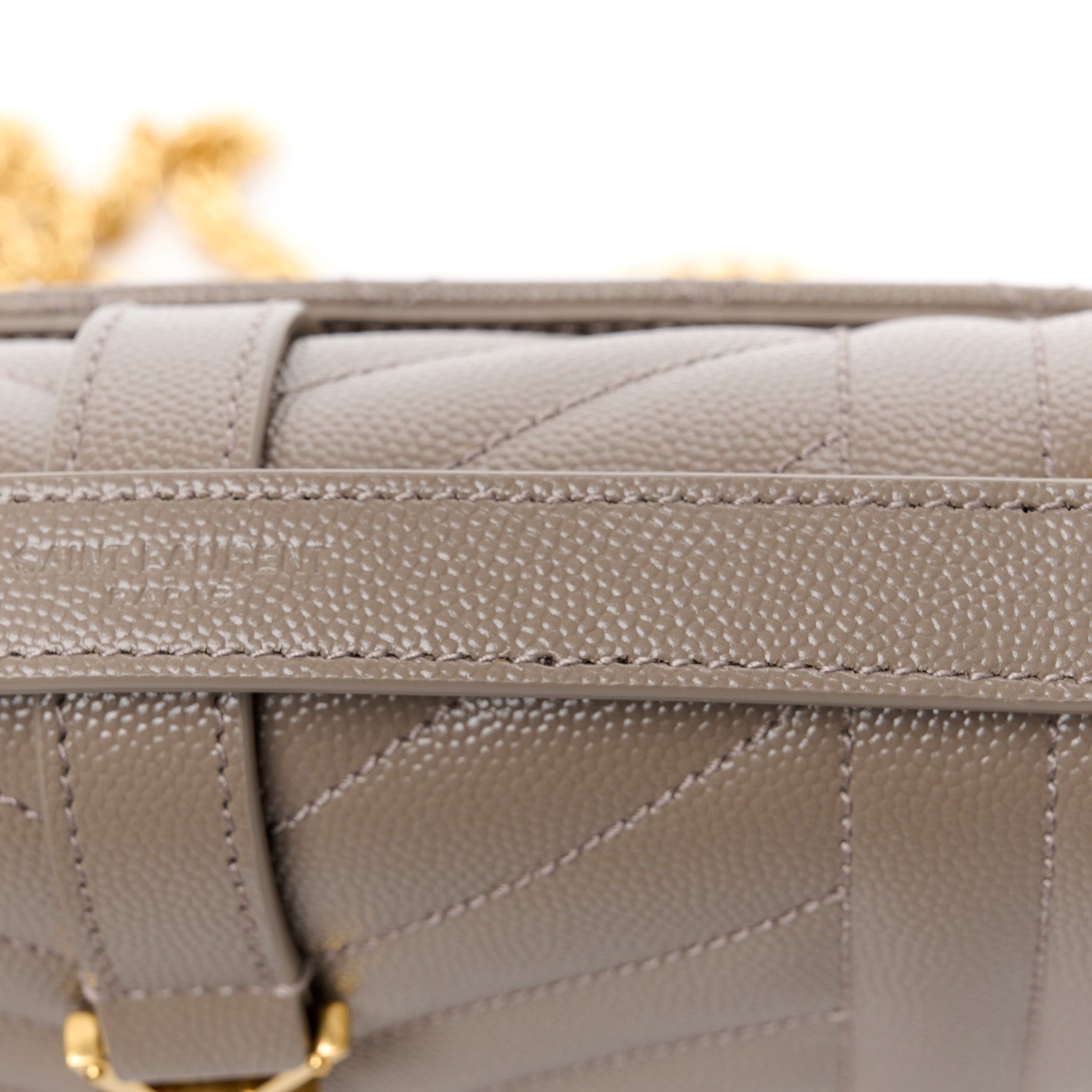 Saint Laurent Grain De Poudre Textured Mixed Matelasse Triquilt Small Monogram Satchel Greyish Brown 12 of 12