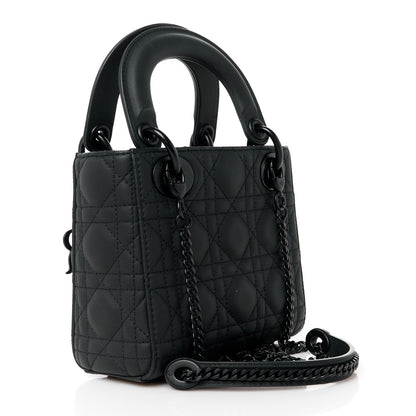 Christian Dior Ultra Matte Calfskin Cannage Mini Lady Dior Black 3 of 10