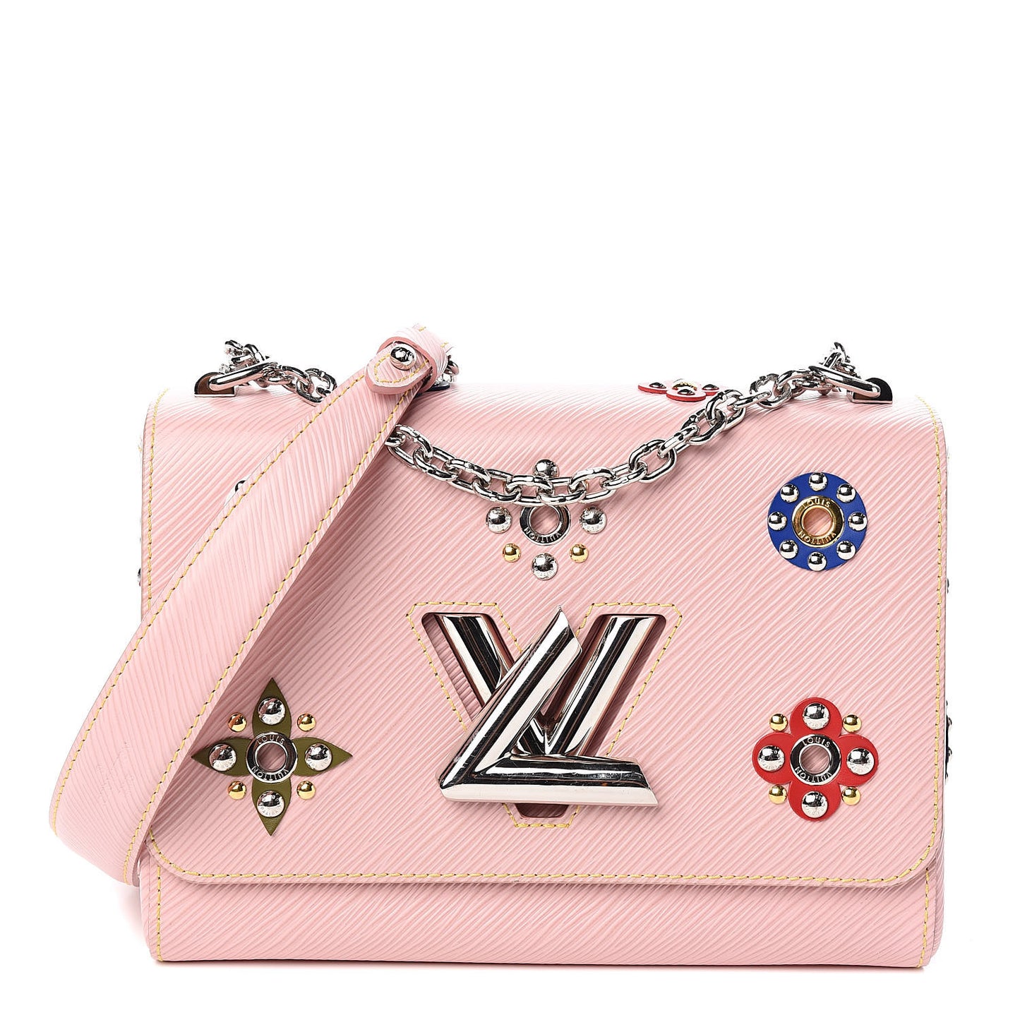 Epi Mechanical Flowers Twist Shoulder Bag MM Rose Ballerine