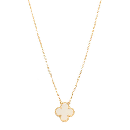 Van Cleef & Arpels 18K Yellow Gold Mother of Pearl Vintage Alhambra Pendant Necklace 1 of 5