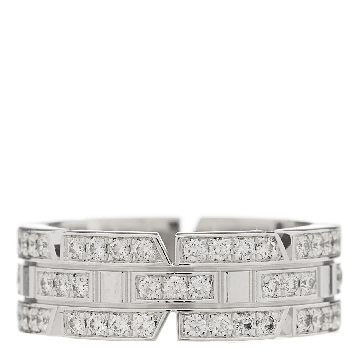 Cartier 18K White Gold Diamond 6mm Tank Francaise Ring 46 3.75 1 of 6