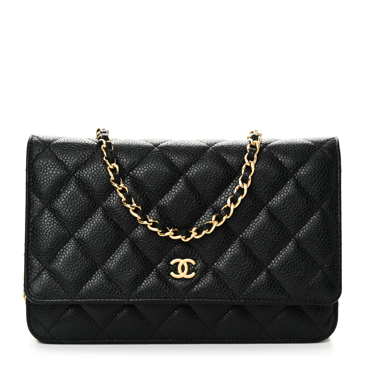 Caviar Quilted Wallet on Chain WOC Black