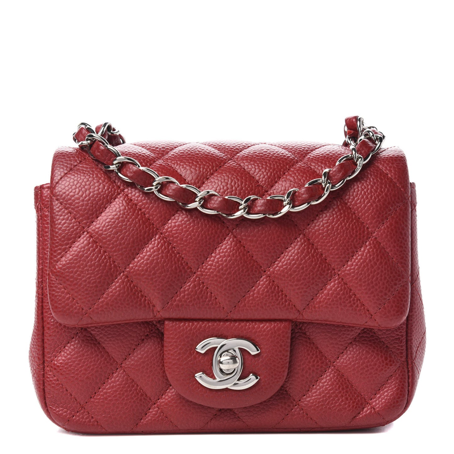 Caviar Quilted Mini Square Flap Red