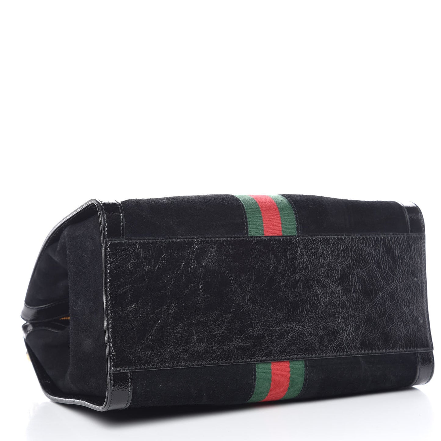 Suede Patent GG Web Medium Ophidia Tote Bag Black