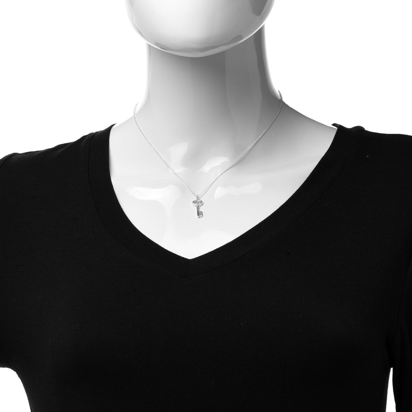 Sterling Silver Mini Oval Key Pendant Necklace