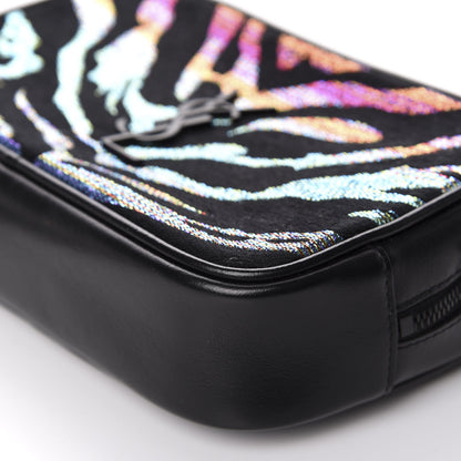 Saint Laurent Calfskin Tiger Burnout Monogram Lou Camera Bag Black Multicolor 8 of 11