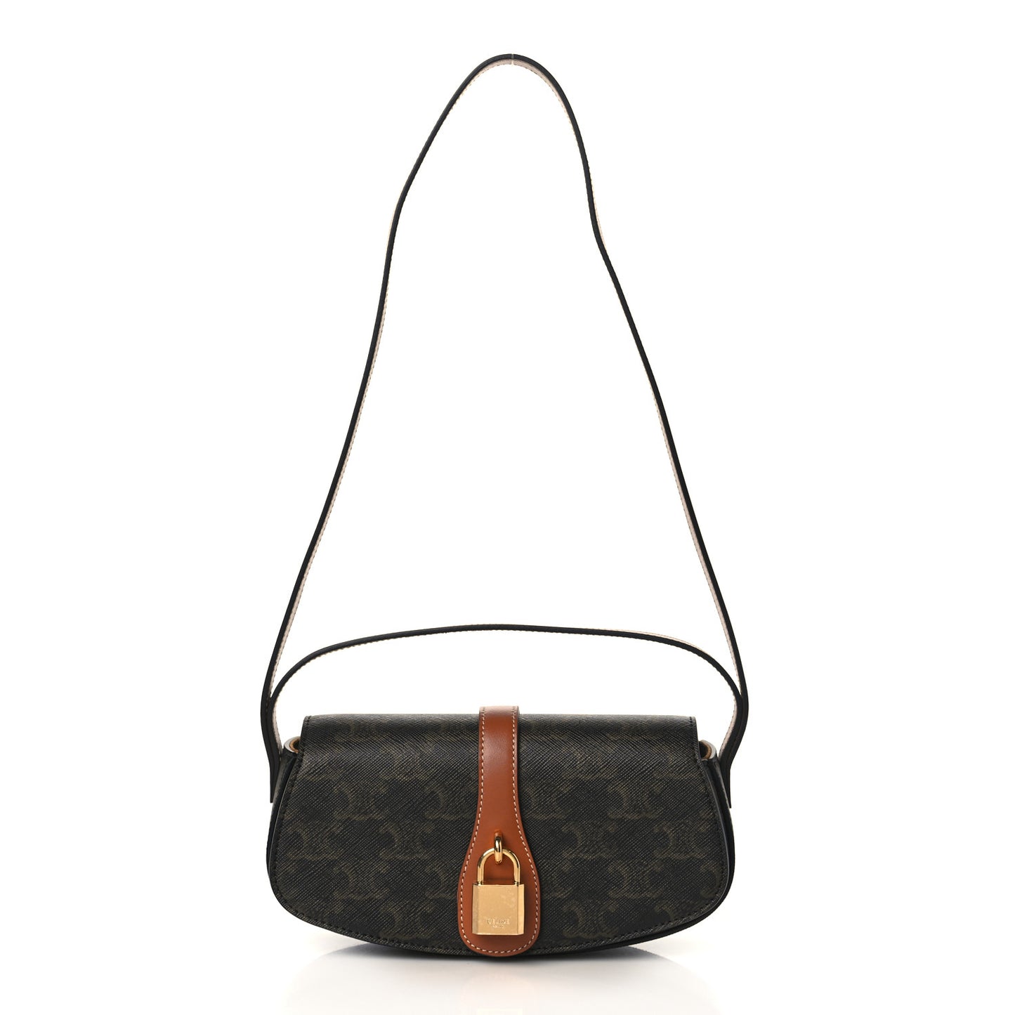 Triomphe Canvas Calfskin Tabou Clutch on Strap Tan
