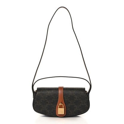 Celine Triomphe Canvas Calfskin Tabou Clutch on Strap Tan 1 of 8