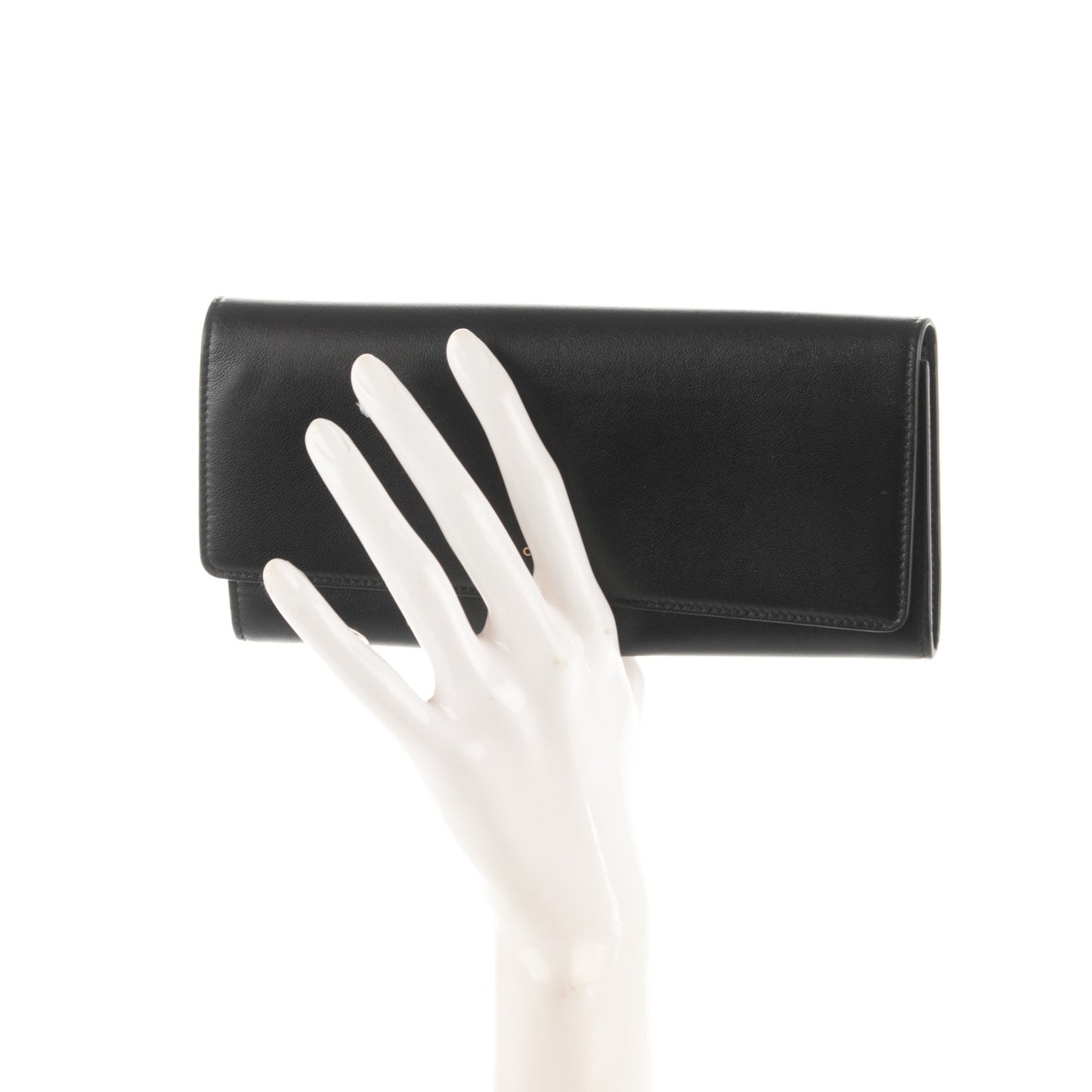 Lambskin Large Flap Wallet Black