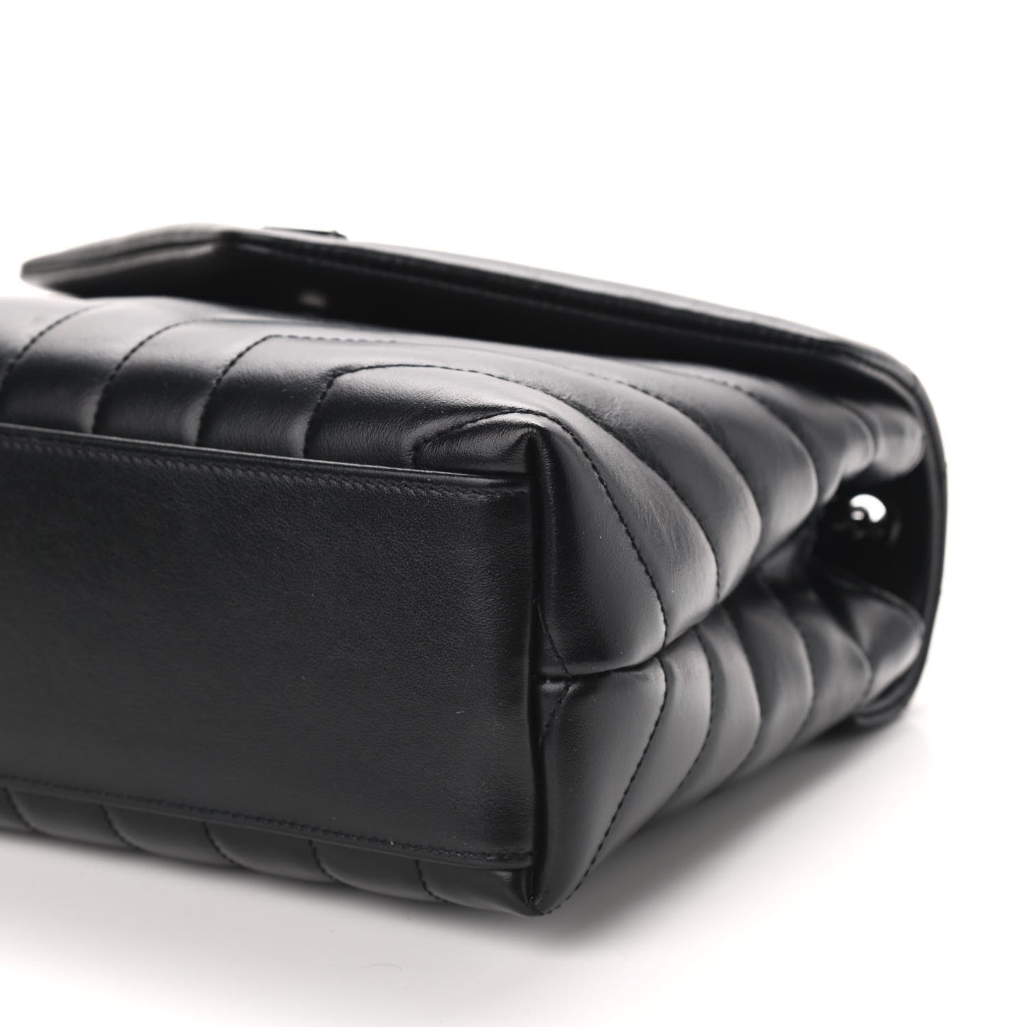 Calfskin Y Quilted Monogram Small Loulou Chain Satchel Black