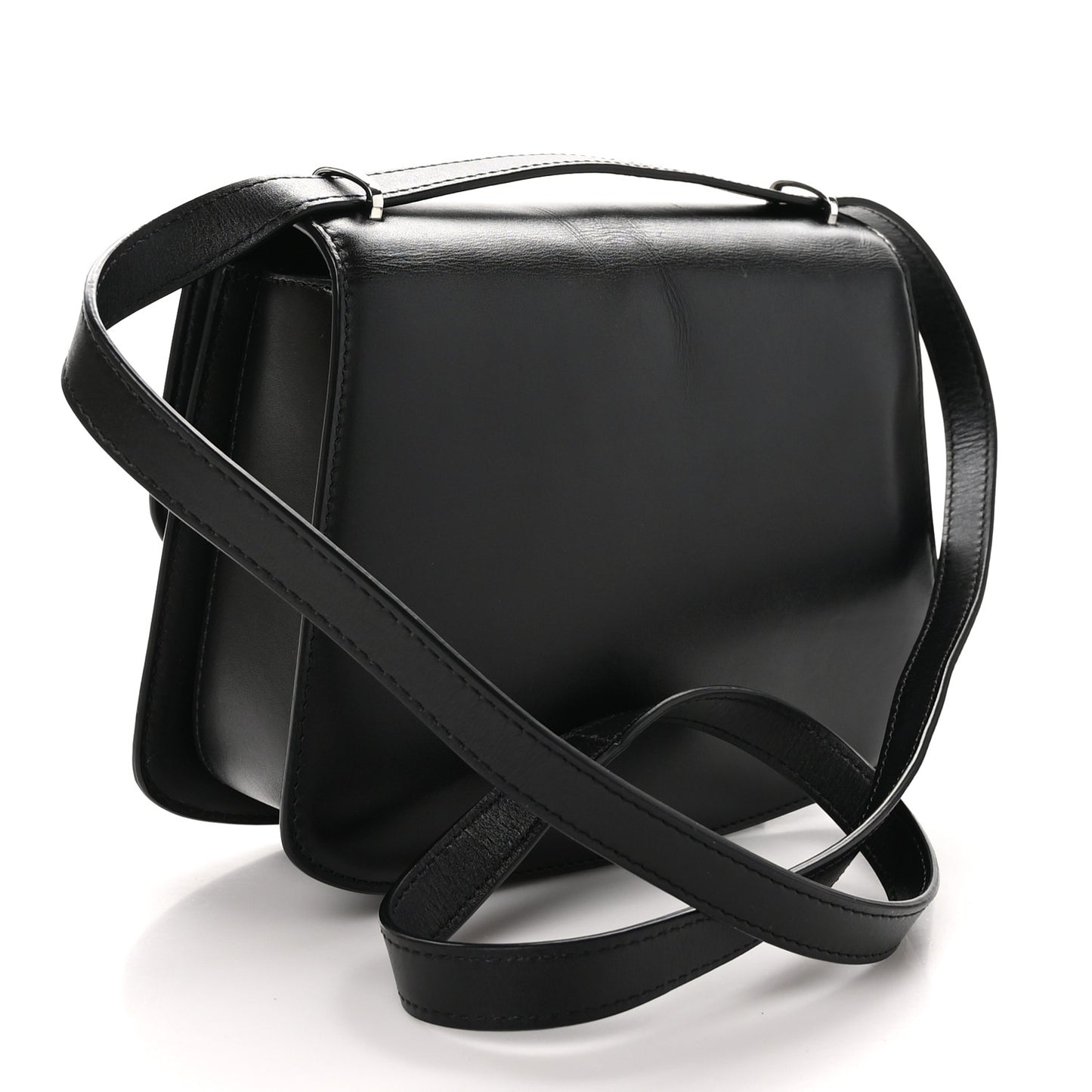 Polished Saddle Calfskin Sofia 8.75 Shoulder Bag Black