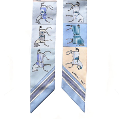 Hermes Silk Couvertures Nouvelles Twilly Menthe Ciel Marine Sable 5 of 5