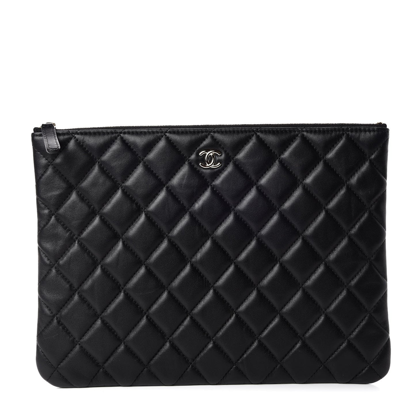 Lambskin Quilted Medium Cosmetic Case Black