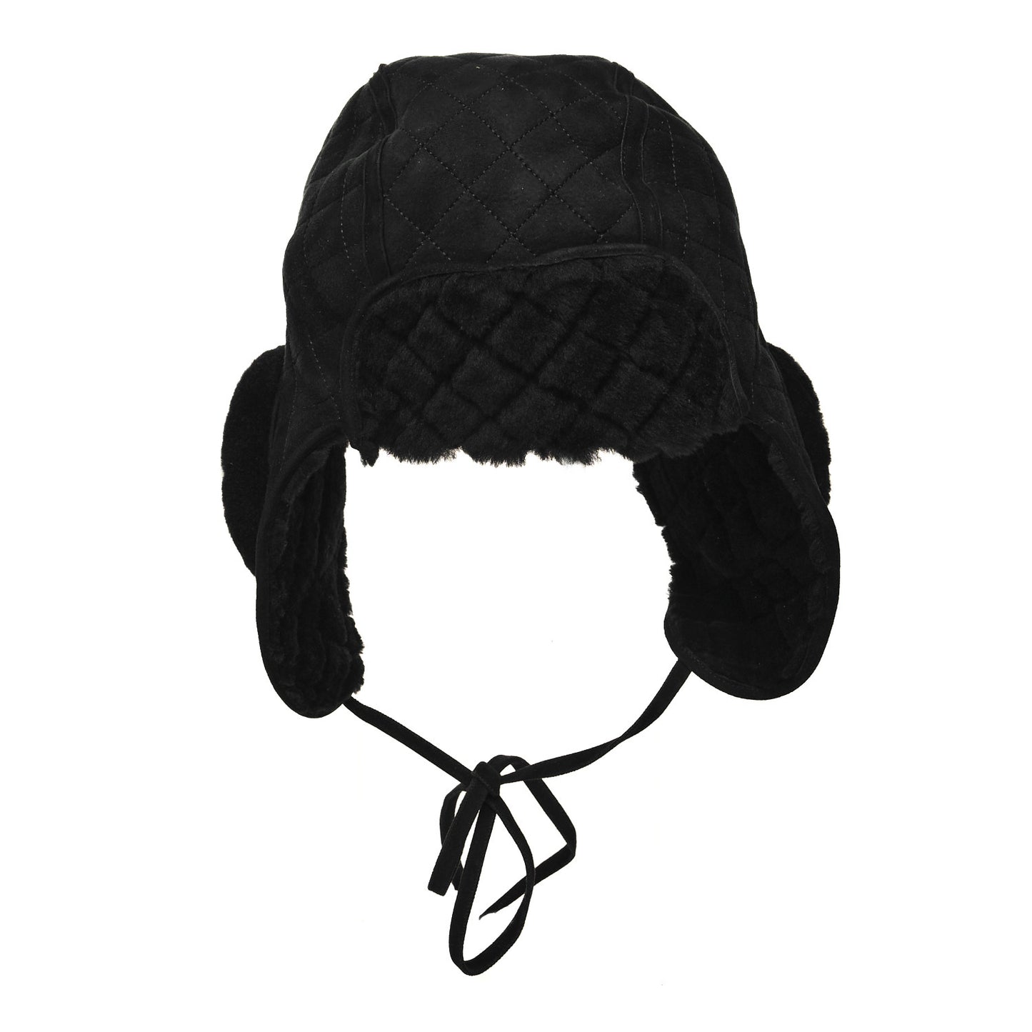 Lambskin Shearling Quilted Hat Black White