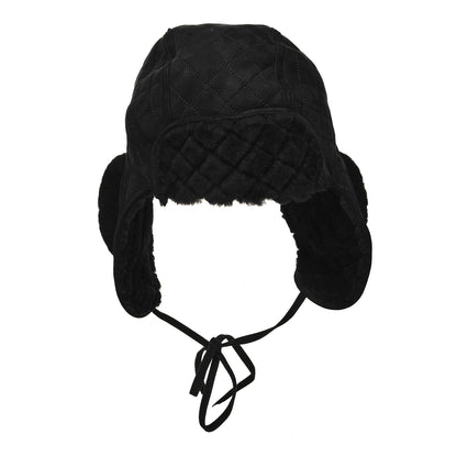 Chanel Lambskin Shearling Quilted Hat Black White 3 of 8