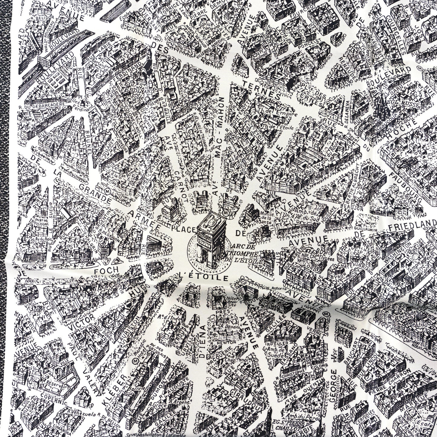 Silk Toile De Jouy Scarf Blue Marine