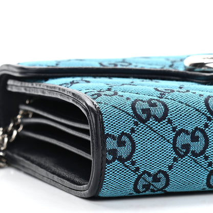 Gucci Monogram Multicolor Matelasse Diagonal GG Marmont Chain Wallet Light Blue 11 of 12