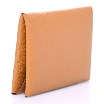 Hermes Chevre Mysore Verso Calvi Card Case Caramel Mauve Sylvestre 3 of 8