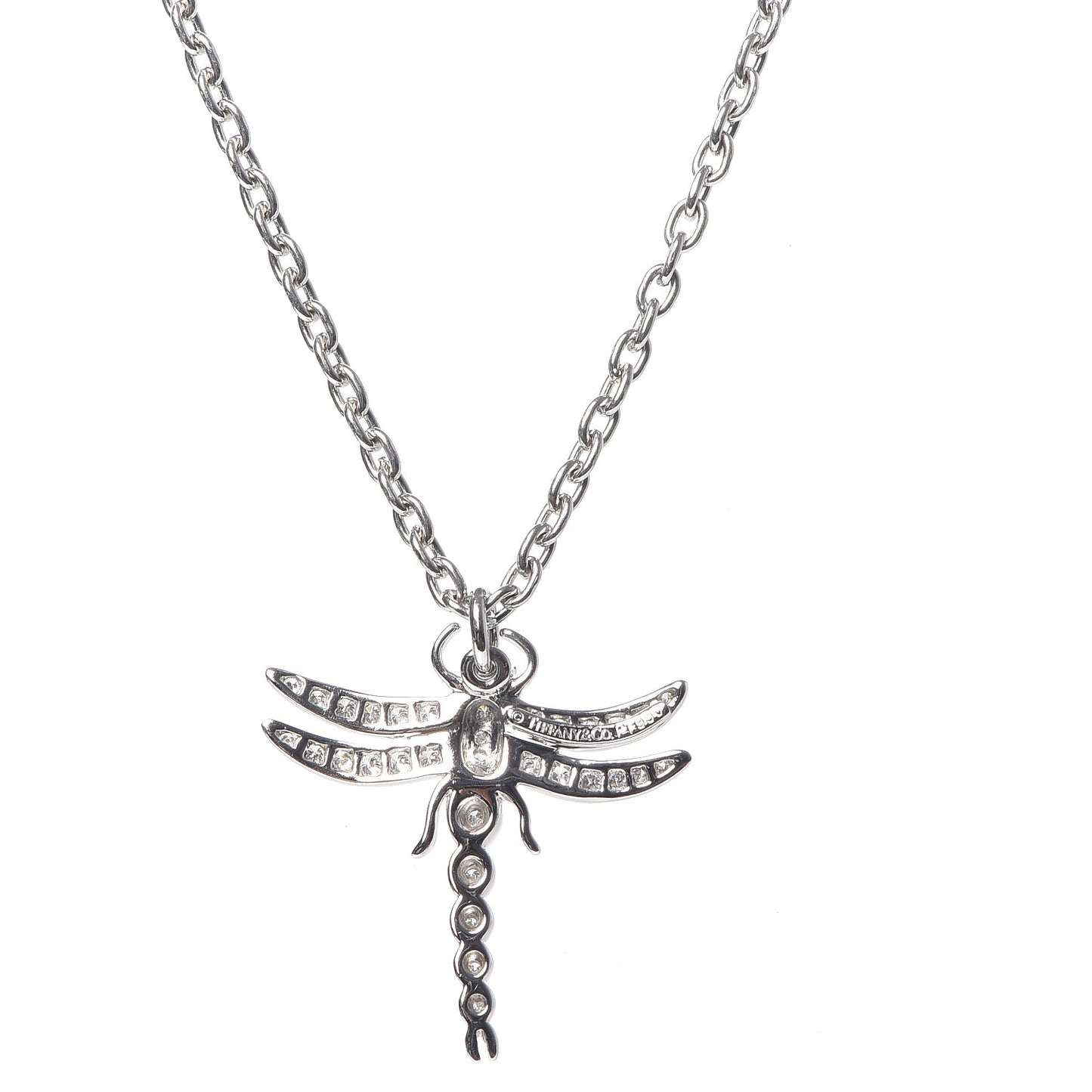 Platinum Diamond Dragonfly Pendant Necklace