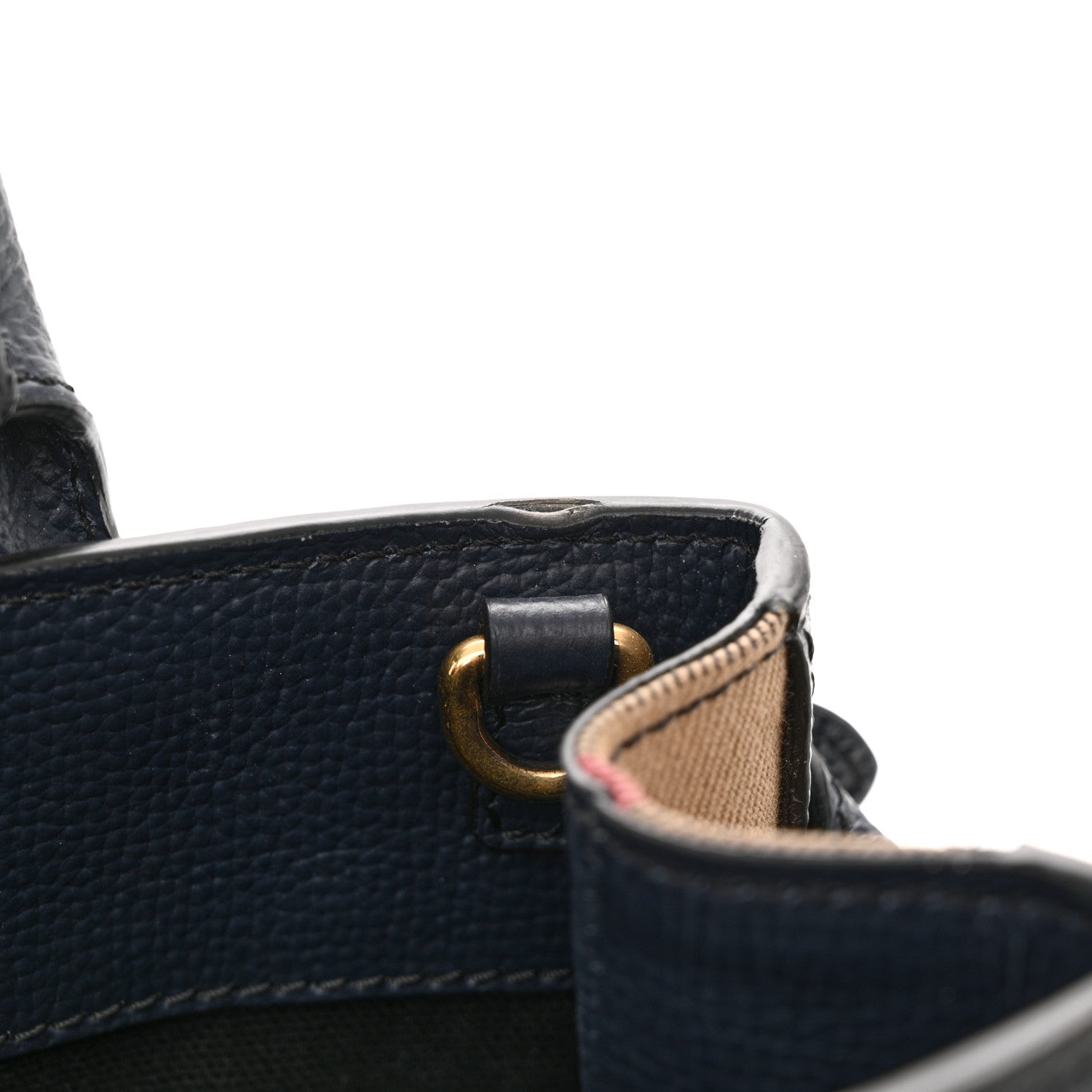 Burberry Derby Calfskin House Check Small Banner Tote Ink Blue 12 of 13