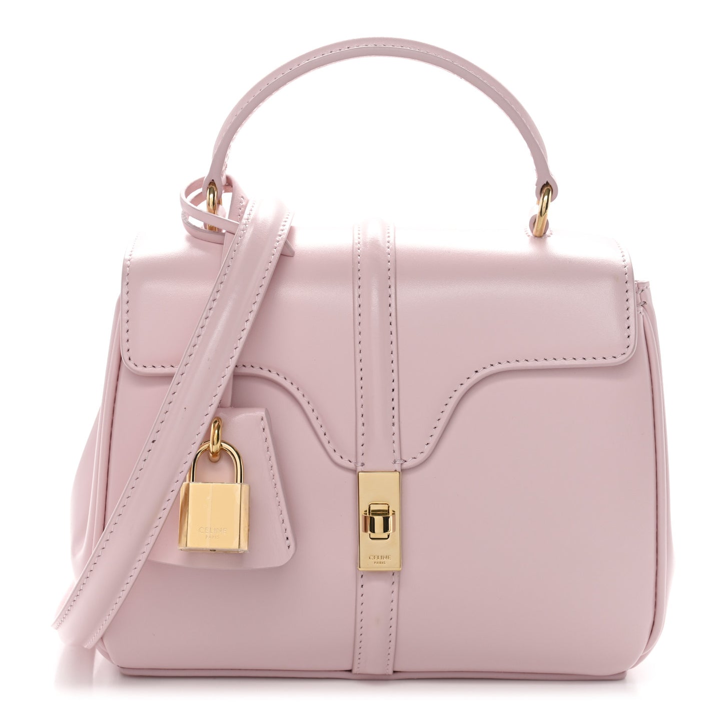 Satinated Calfskin Mini 16 Top Handle Bag Pastel Pink