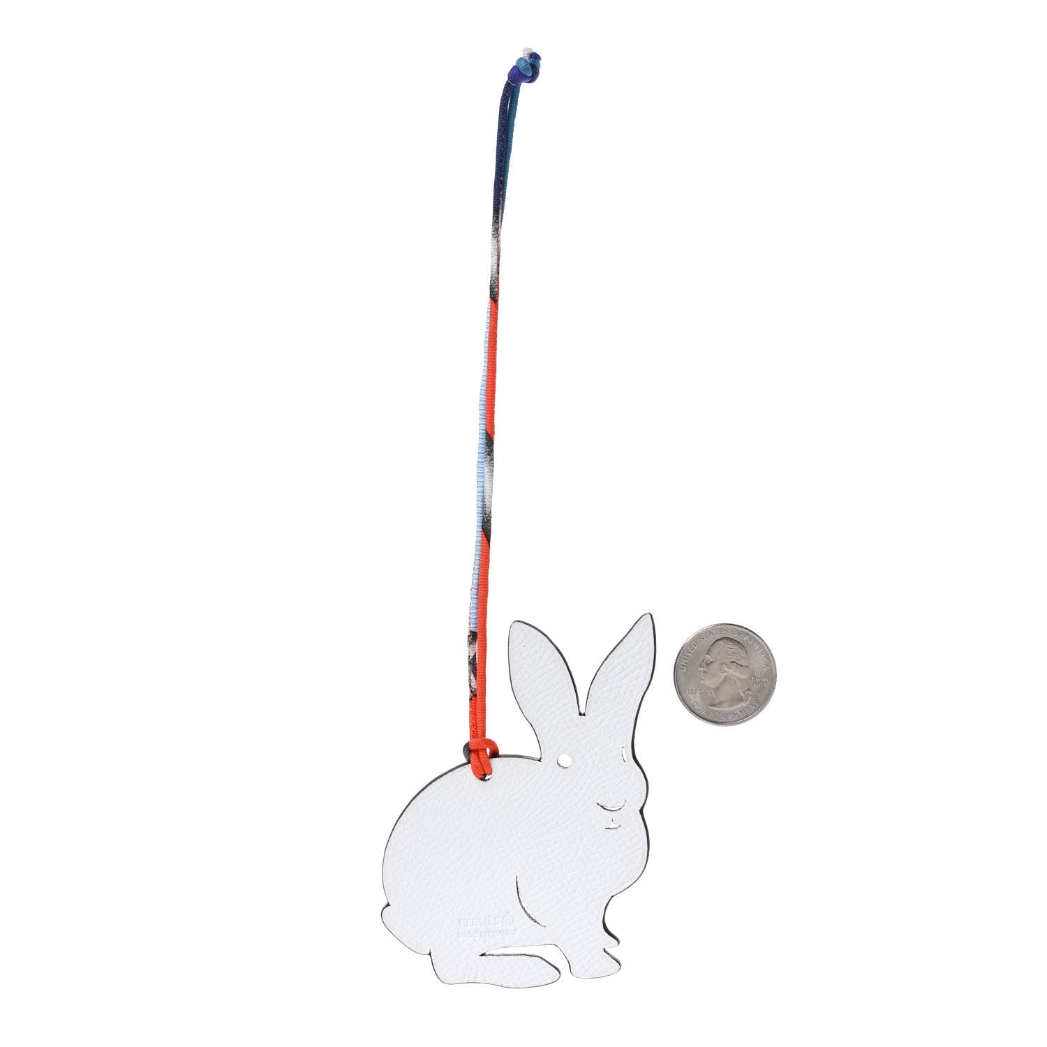 Hermes Togo Epsom Petit H Rabbit Bag Charm Chocolate Gris Mouette 2 of 4