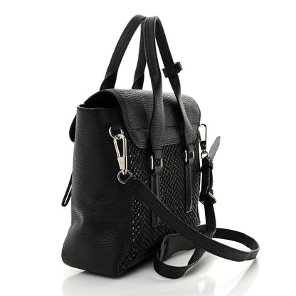 3.1 Phillip Lim PHILLIP LIM 3.1 Textured Calfskin Woven Panel Medium Pashli Satchel Black Silver 3 of 14