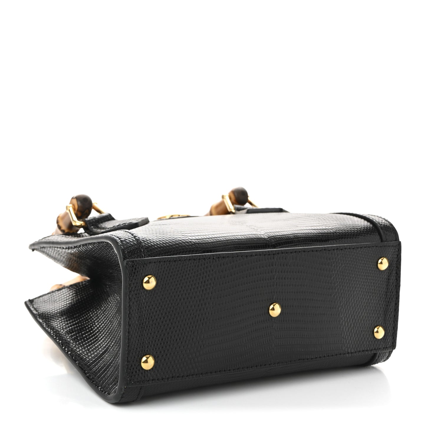 Lizard Mini Diana Tote Bag Black