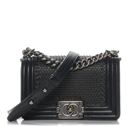 Chanel Lambskin Quilted Small Chain Mail Boy Flap Black 1 of 8