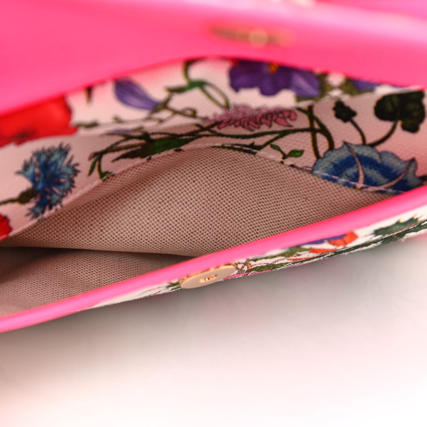 Gucci Canvas Flora Floral Shoulder Bag White Fuchsia Fluo 6 of 10