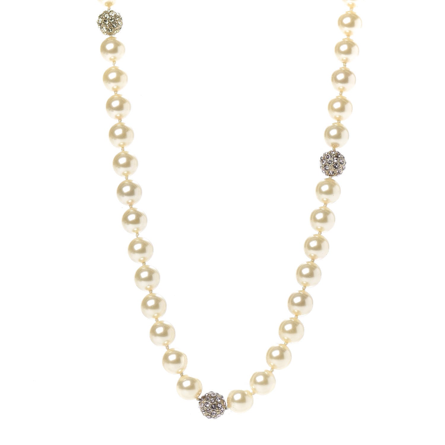 Chanel Pearl Baguette Crystal CC Long Necklace Gold 1 of 6