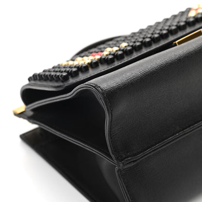 Fendi Vitello Elite Studded Monster Mini Demi Jour Shoulder Bag Black 10 of 14